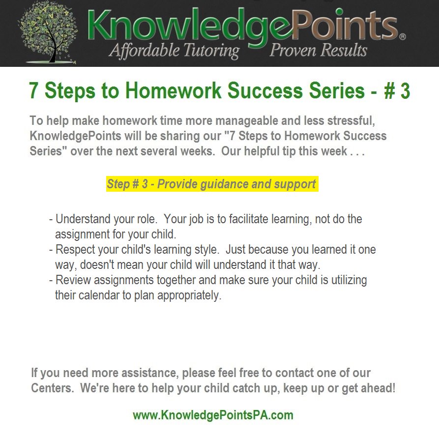 KnowledgePoints's tweet image. Check out Step 3 of our 7 Steps to Homework Success Series and help your children do their best in school.