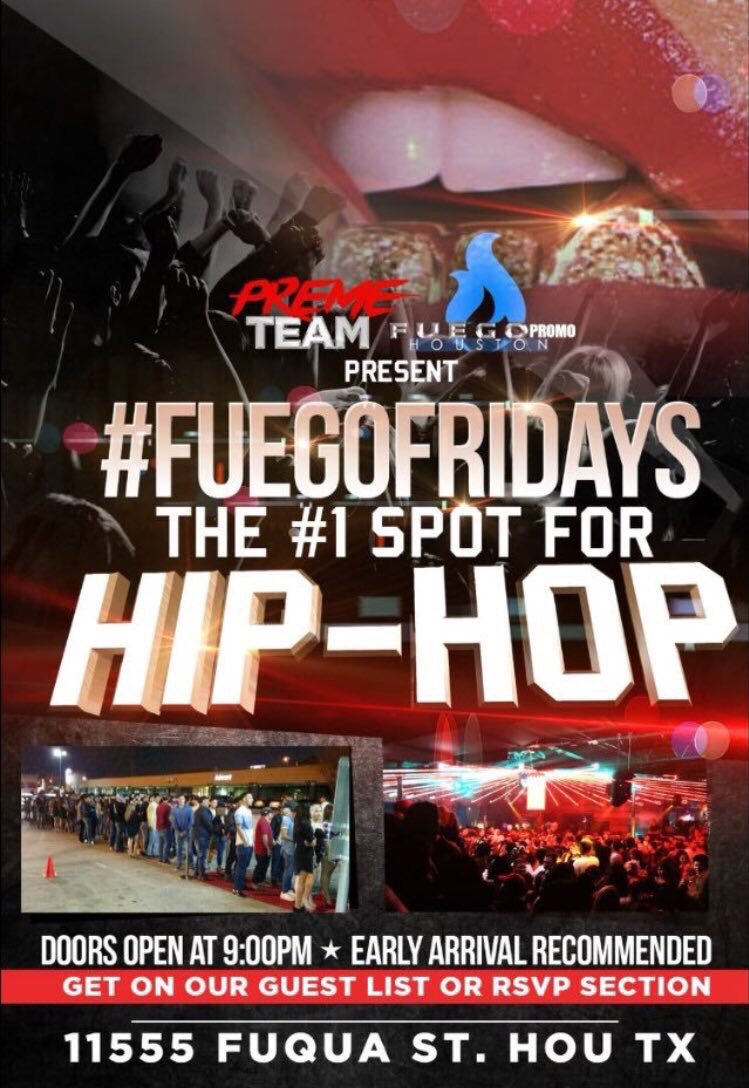 IsaabelDanielle's tweet photo. It's Friday tomorrow!👏🏼 Get on my guestlist for free entry before 11pm 832-740-8831 📲 #FuegoHouston #FuegoPromo 😼🎉🍻 https://t.co/vH6fc5OKUe