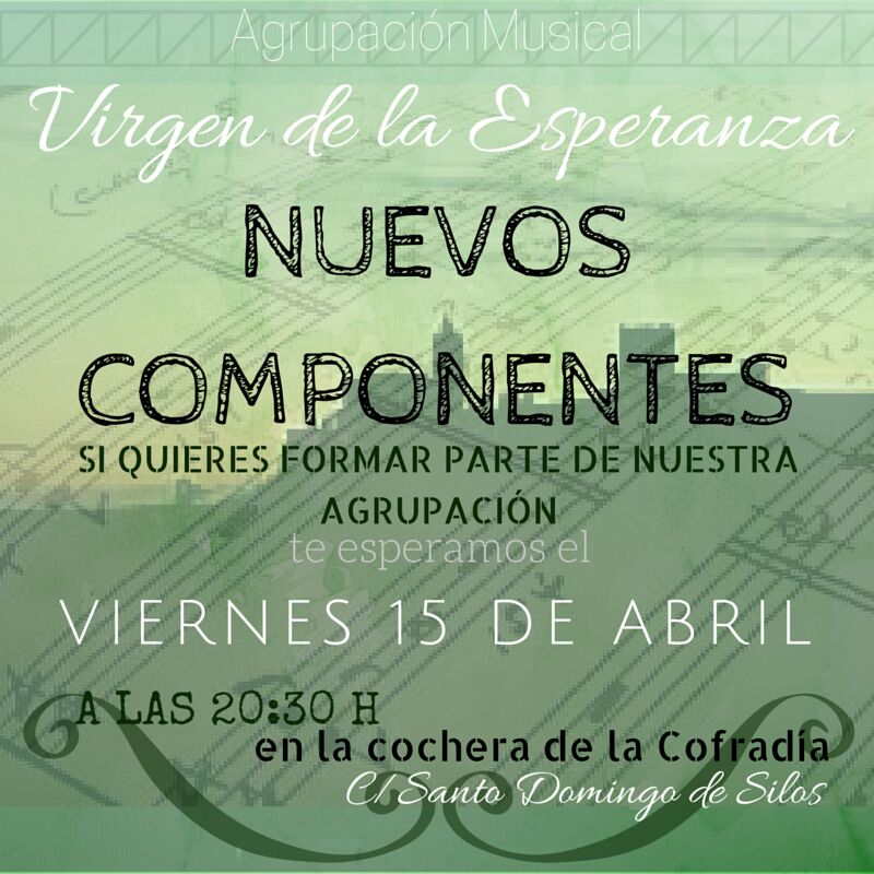 VirgiiGalvez's tweet photo. Una agrupación musical y una familia, si quieres formar parte de la AMVE el viernes 15 en la cochera de la cofradía! https://t.co/BjoTQzaPMw