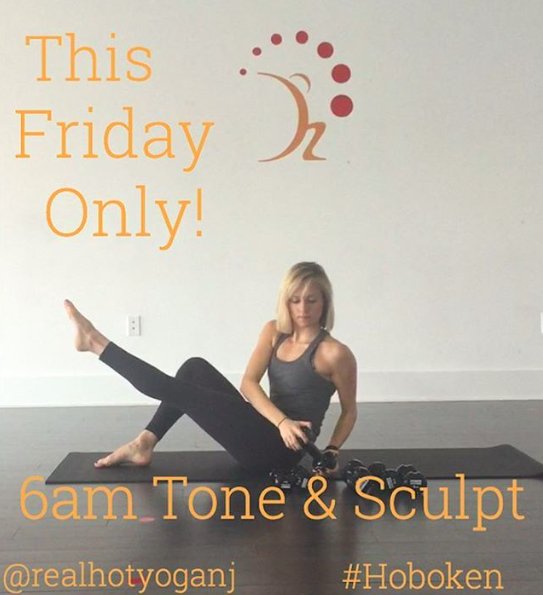 RealHotYogaNJ's tweet photo. SUB ALERT! - Tomorrow/ 6am! Join #AlexRoberts for Tone & Sculpt in Hoboken! #earlybirdgetstheburn https://t.co/Y2tqZvrb4m