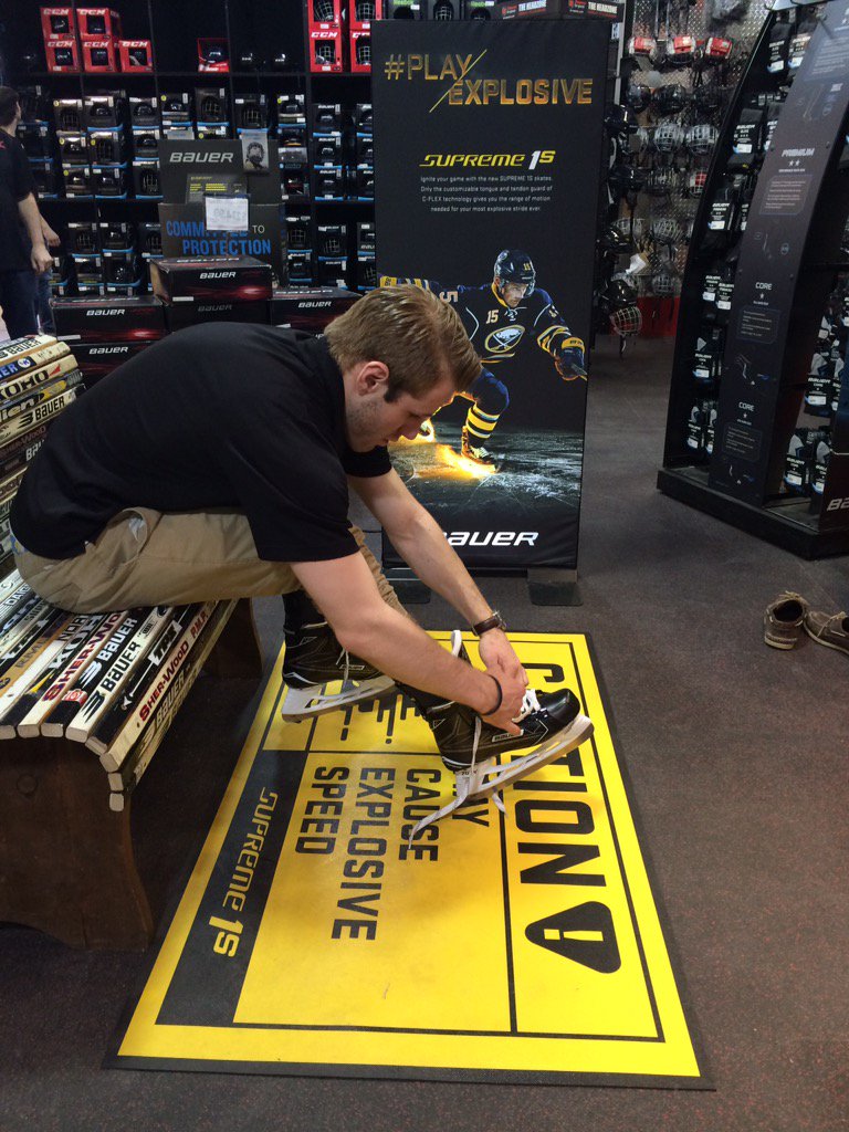 ALSSFS's tweet image. Burlington Cougars Nathan Gomes getting fit with the new 1S skates! #playexplosive #Bauer1S launching 04/15/16