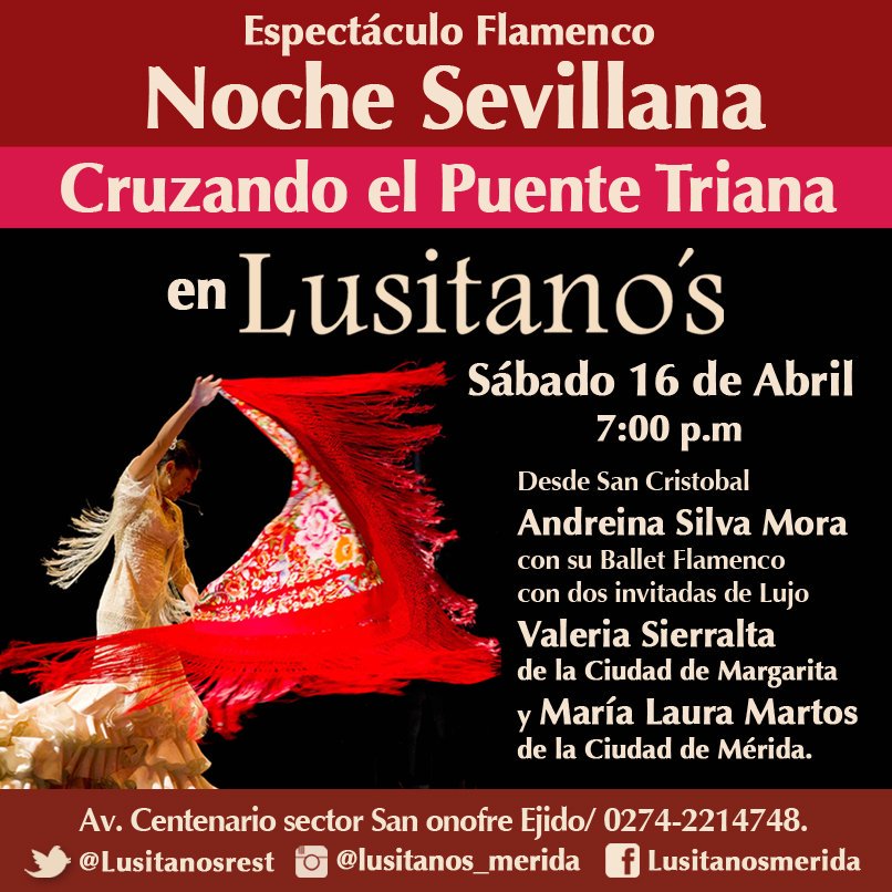 Nos vemos este sabado en <a href="/Lusitanosrest/">Lusitanos Restaurant</a> con nuestro Arte Flamenco!!