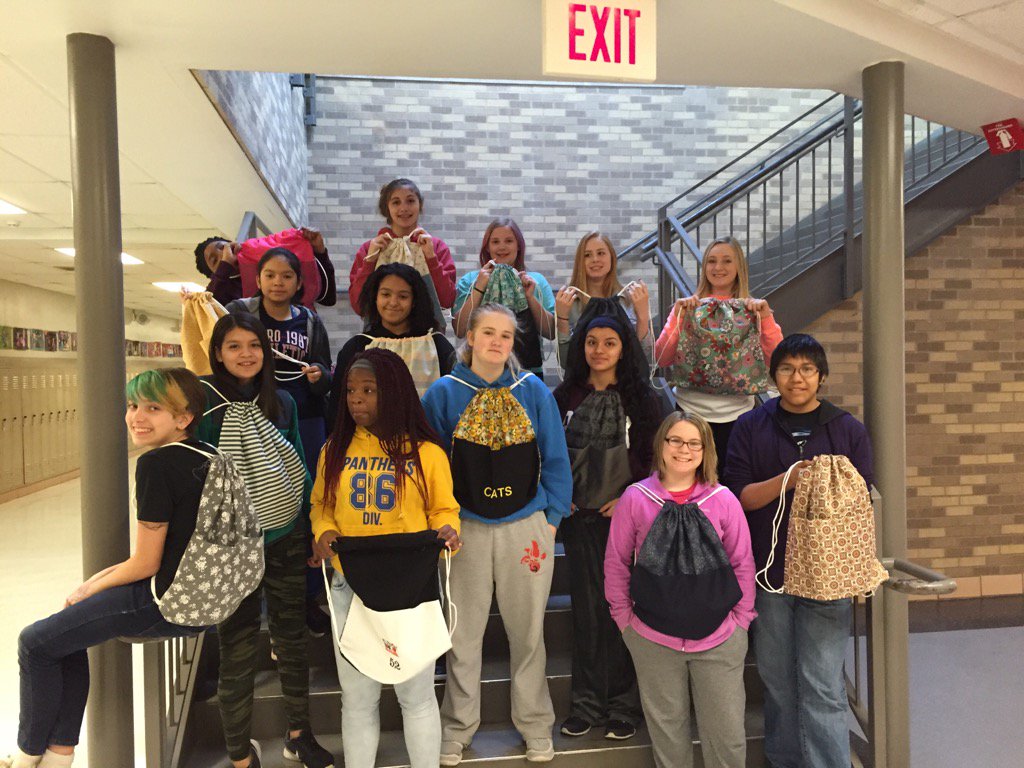 NormaJeanGrove's tweet photo. SEJH Sewing class displaying their finished string back packs! https://t.co/ZadMORIQDv