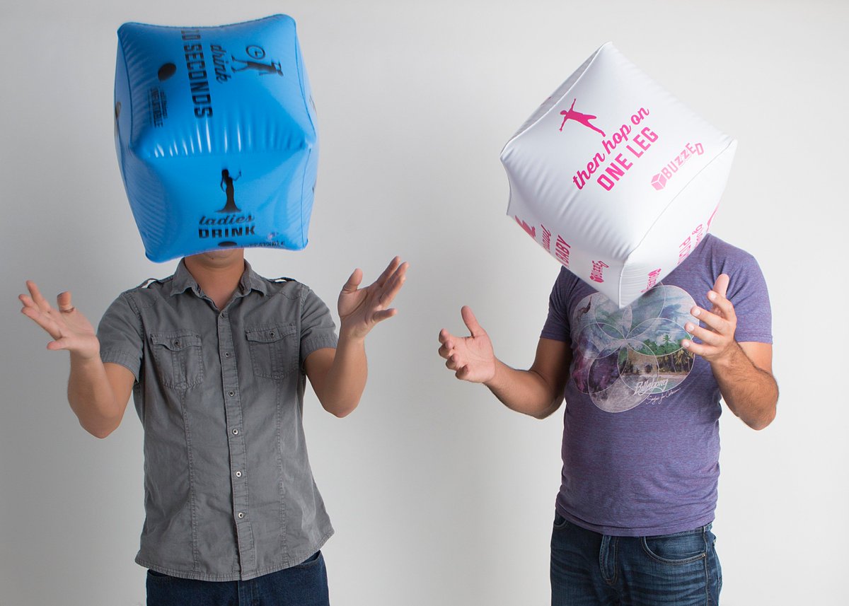 inflatablestuff's tweet photo. Tony &amp; Richard having fun playing #BUZZED. #DrinkingGames #Drinking #drunk #beer #beergames https://t.co/tYRvA2tWLe https://t.co/FPHJqX0usa