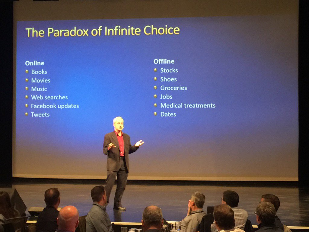 YPO's tweet image. RT @Richard_Dendy: @pmddomingos @ypo the paradox of infinite choice with Pedro Domingos #futurelibrary #algorithms