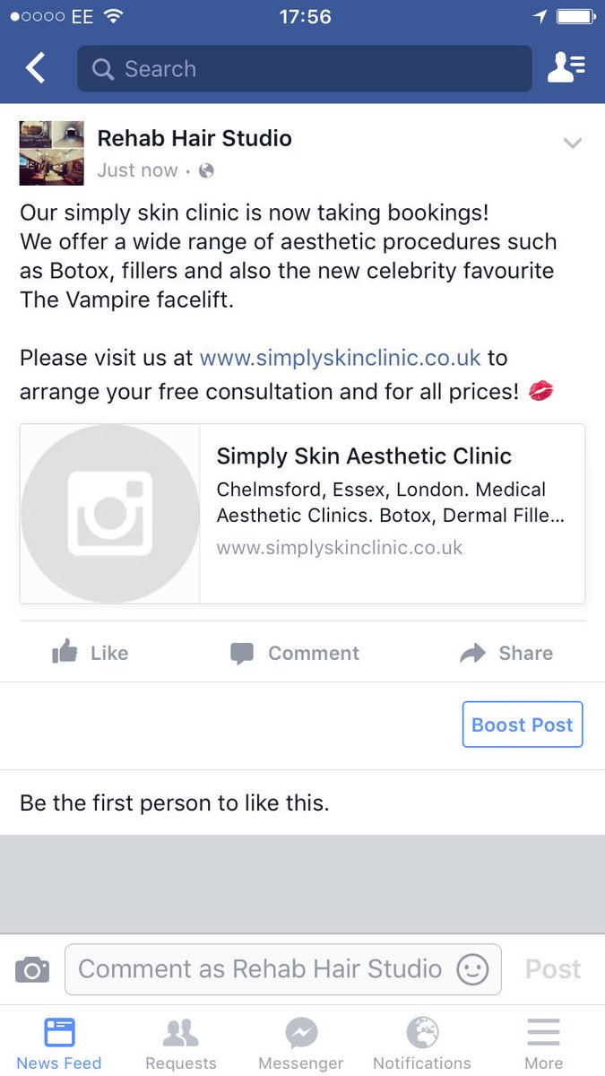 RehabHairStudio's tweet photo. Our new simply skin clinic is open! #botox #fillers #Chelmsford #essex 💋 https://t.co/bQ5mdWZDrm