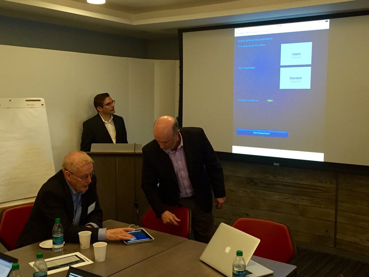 JohnWomersley's tweet photo. Tony Hey using his iPad to run a computational chemistry experiment using machine learning on the cloud in real time https://t.co/XfT88A5IEf