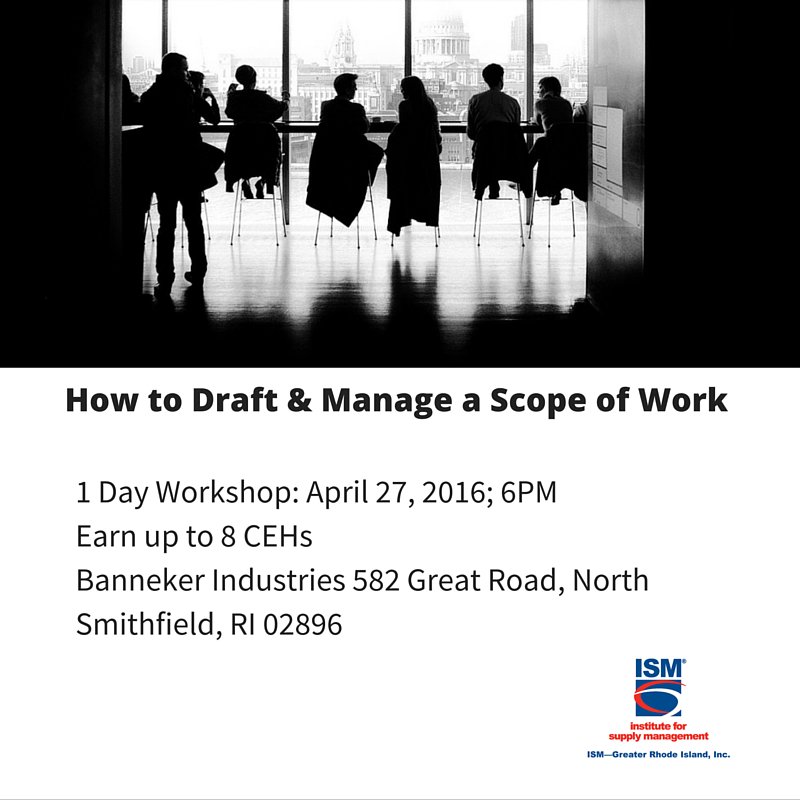 ISM_Greater_RI's tweet photo. Sign up for our workshop on How to Draft &amp; Manage a Scope of Work, April 27th. Learn more: https://t.co/bqL0Z7w91i https://t.co/ngnf4fo9U3
