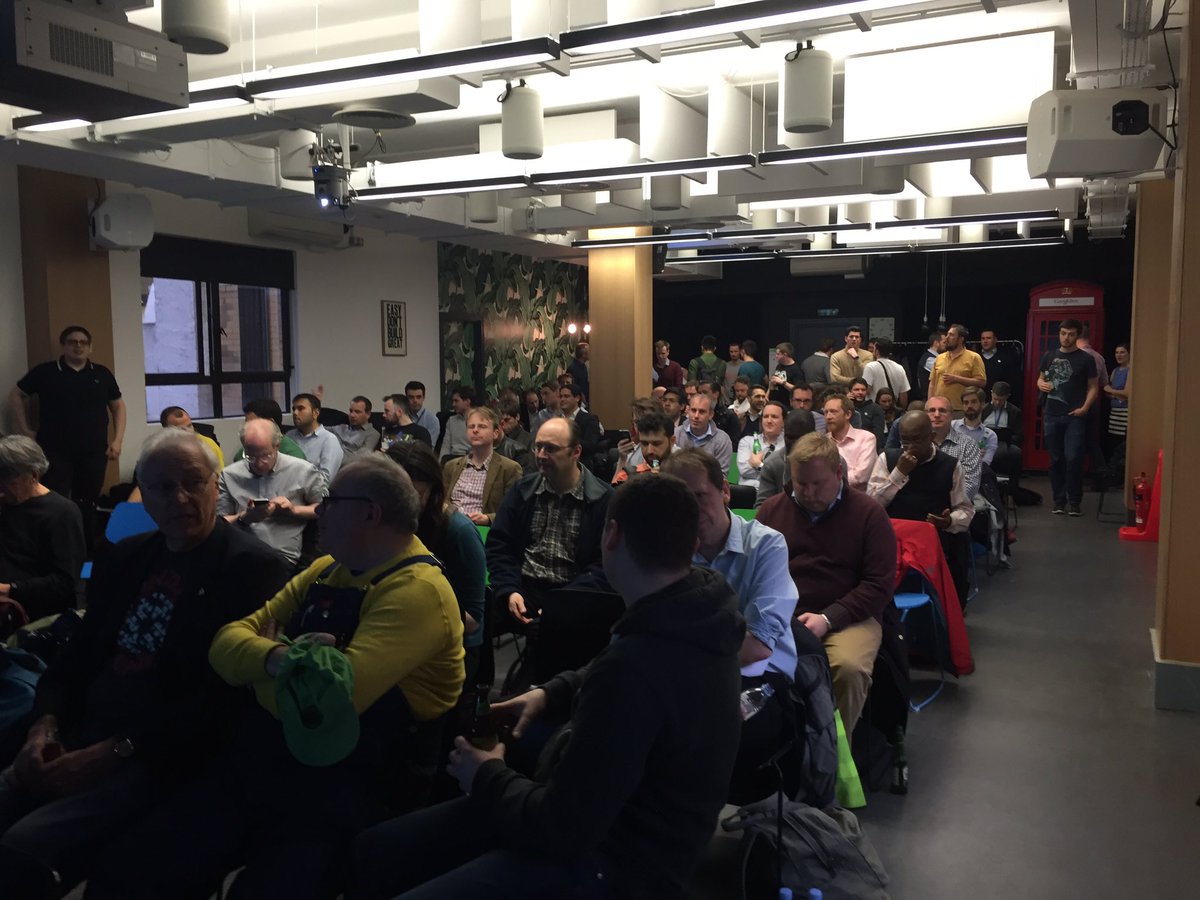 DevopsIsrael's tweet photo. #devopslondon meetup is about to hear Evgeny's grids lecture. Lots of beer, always helps. #devops is beer right? https://t.co/ebVLIetYzs