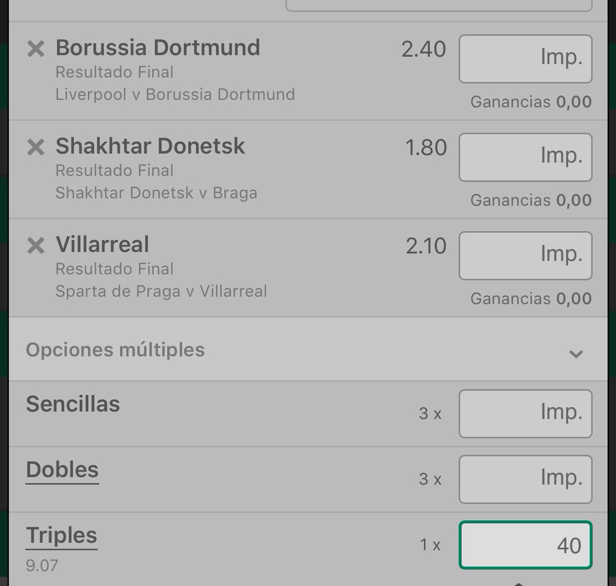 McTipster's tweet photo. Borussia + Shakhtar + Villarreal

Cuota 9,05

Stake 1 

Vamos a llevarnos un buen fajo de 💶💶!!!

Like si la sigues! https://t.co/OSLqlRZv9S
