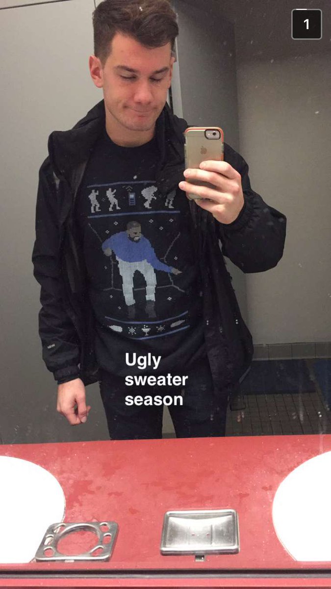 BroTrack's tweet photo. Making the ugliest of sweaters look #handsome. Just another day in the life of the 4xhandsome https://t.co/CskDpRnJ4g
