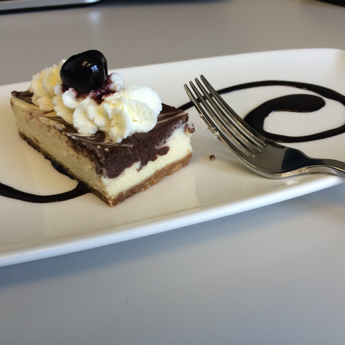 There isn't much better than a piece of black forest cheesecake.