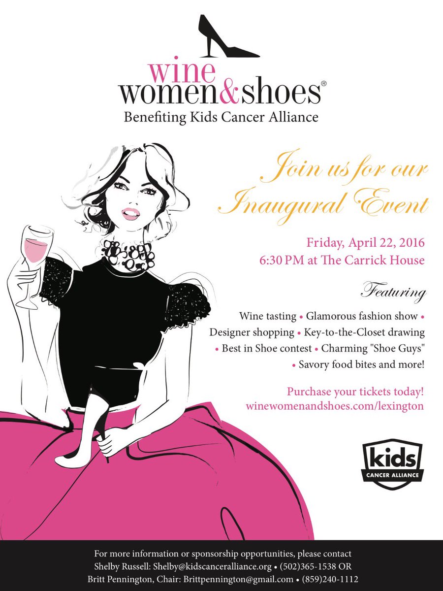 Excited to emcee Wine, Women &amp; Shoes in Lexington next Friday. Going to be a fun night for the <a href="/KidsCancerAlnce/">Kids Cancer Alliance</a>!