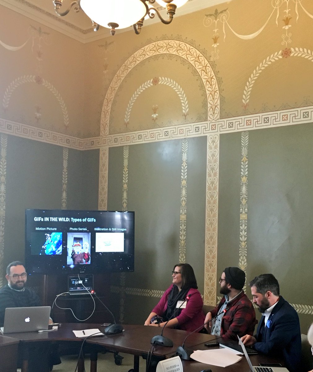 MarytheKing's tweet photo. .@dcole7 runs down gifs for @TodaysDocument. @USNatArchives is chock full of material! #DPLAfest #GIFelement https://t.co/y7mNu4nuYf