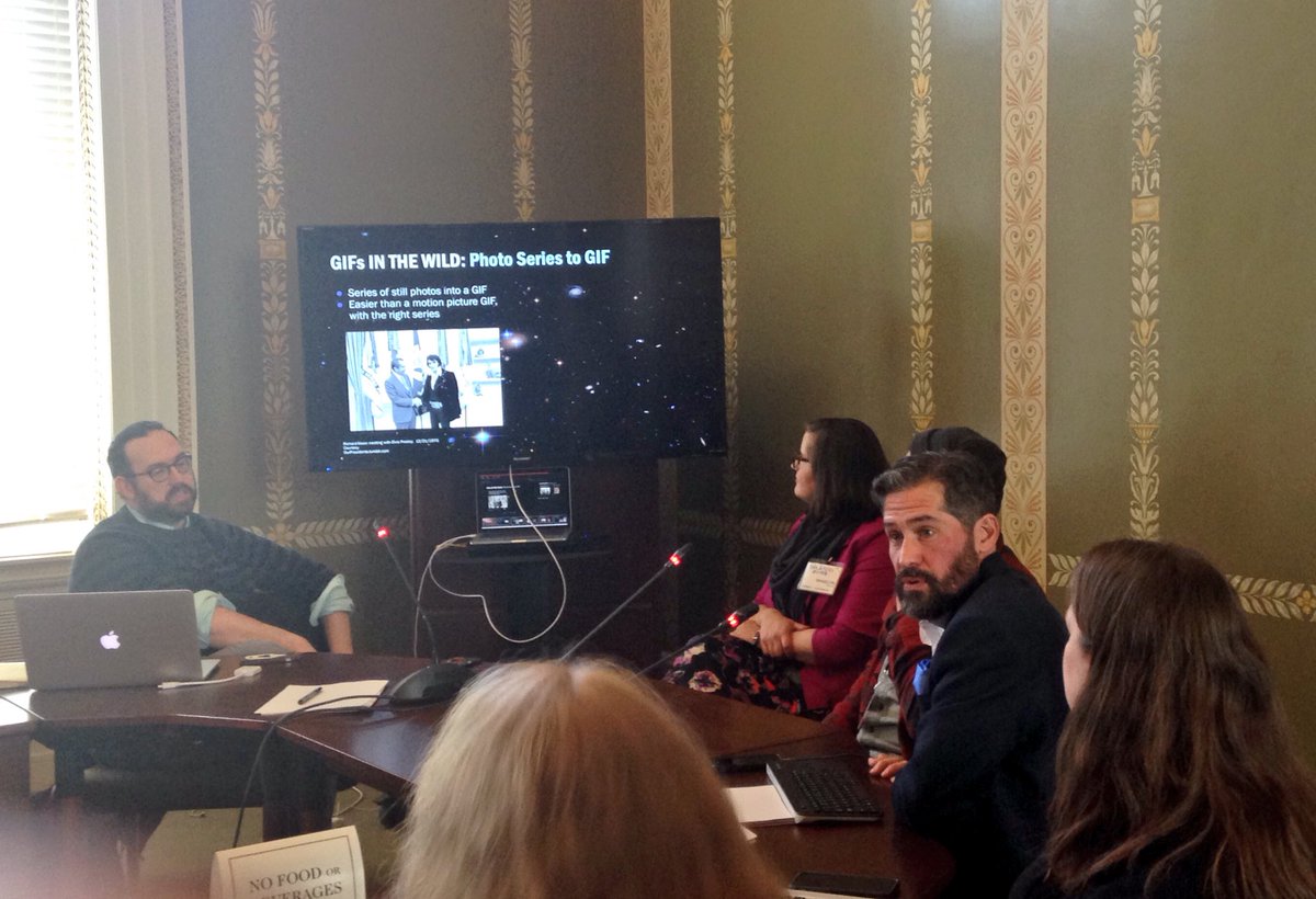 dpla's tweet photo. Our #GIFelement panel introduces how &amp; why to make gifs from cultural heritage content! #DPLAfest https://t.co/0GuJBxKeKc