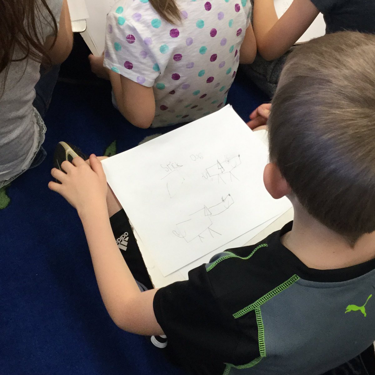 MrsZhp's tweet photo. The author of the Stick Dog series was here to visit our class! We drew characters from his books. 😄 #dg58learns https://t.co/tRlkvQqE7C