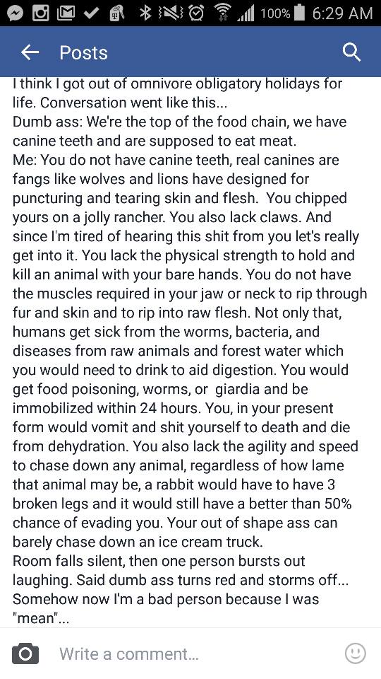 FakinBaconComic's tweet photo. A great smack down of the canines argument by Debbie Schultz-Peterson #vegan #caninestho #veganarguments https://t.co/raR6EHeH1d