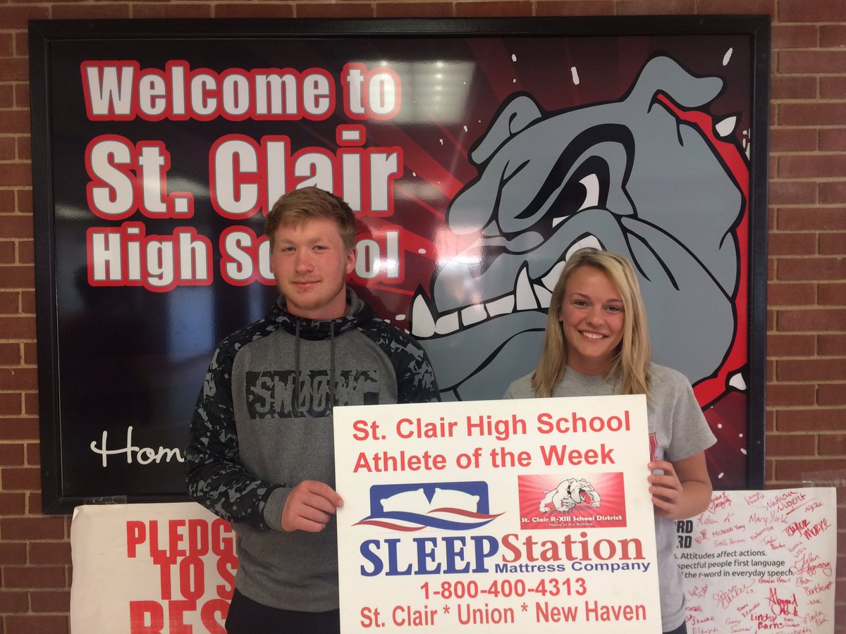 STCBulldogs's tweet photo. Mason Dodson and Anna Merseal are our Sleep Station Athletes of the Week! #stcr13 @StClairR13 #AoftheW https://t.co/amvt3nCwwg