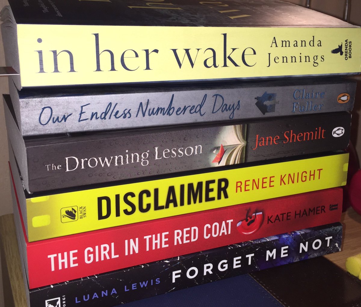BritCrime's tweet photo. This evening's really difficult choice, what on earth can follow #InHerWake by @MandaJJennings  #firstworldproblems https://t.co/0vk6NcfNXR