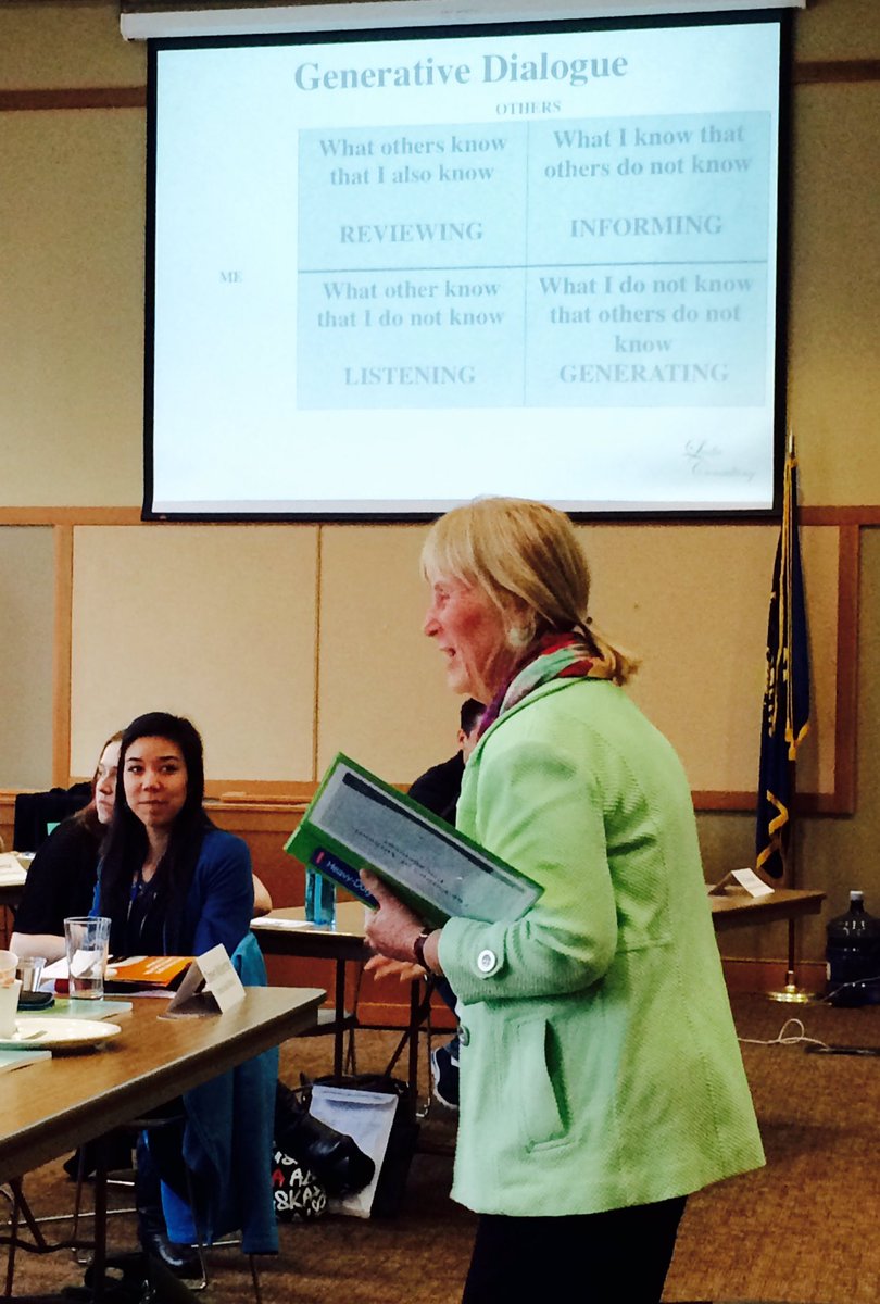 OregonSchoolPRA's tweet photo. Kathy Leslie on authentic engagement: Not "audiences." "Stakeholders." Audiences listen, stakeholders do. #OSPRA2016 https://t.co/xQieOxIi7u