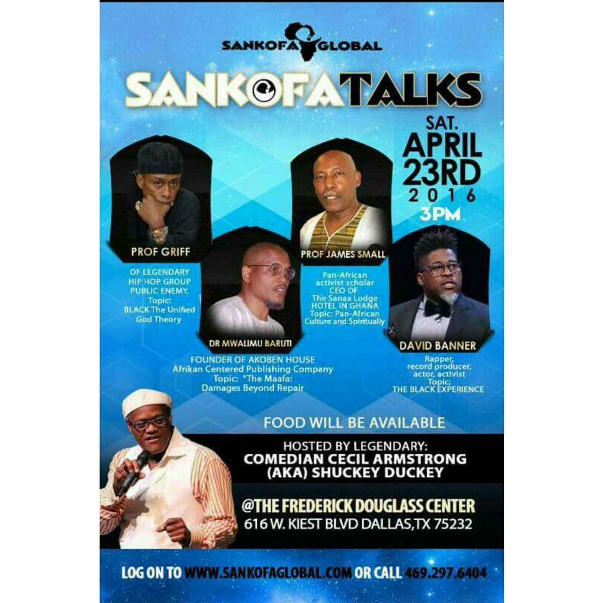 E3000Group's tweet photo. April 23 #davidbanner #profgriff #sankofatalks #communityevent #oakcliff Tickets: https://t.co/9WUL2PT2Vj https://t.co/NkCKw6DSHu