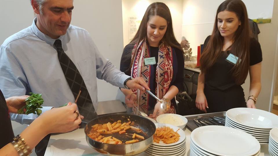 TenMillLane's tweet photo. George, Hannah &amp; Kirsty loving the @introbiz social today @giovannisinpp cookery school.

#networking #YouAreWelcome https://t.co/0k1qkgjCL1
