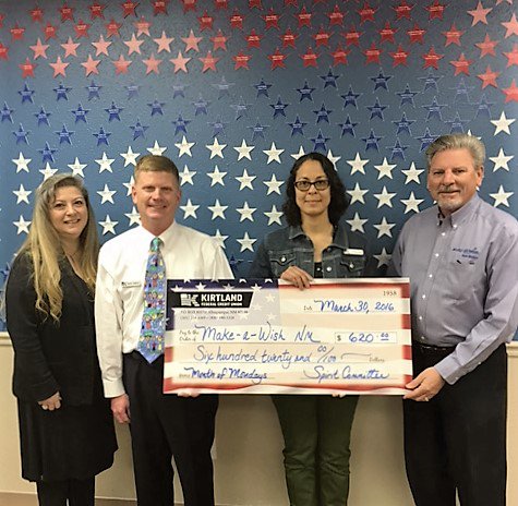MakeAWishNM's tweet photo. Thanks to @KirtlandFCUorg for thinking of Make-A-Wish NM during your ‘Month of Mondays!’ #ThankYouThursday #NMmagic https://t.co/bDBGc1y9Zh