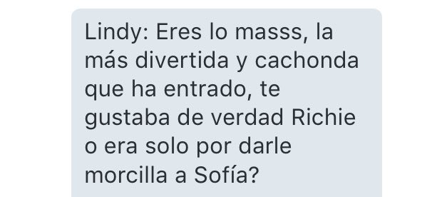 SimHermano8's tweet image. Pregunta @ChanelComenta (en defensa de Sofía) a Lindy