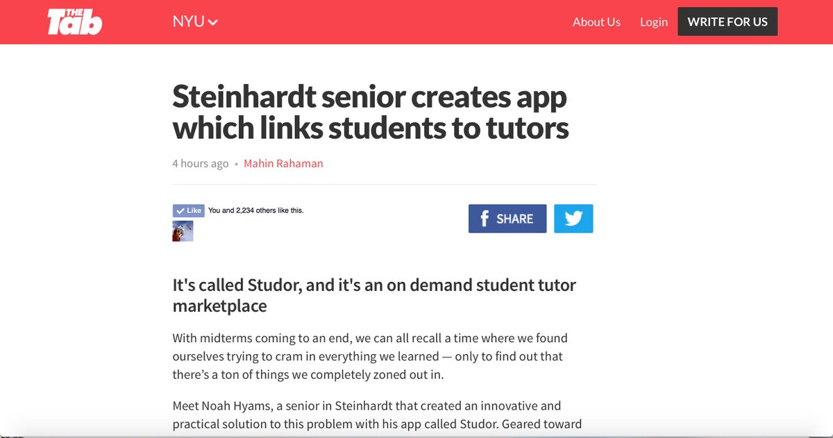 NoahHyams's tweet photo. Excited to be featured in @TheTab with @StudorMe #Studor #StudorMe #NYU #TheTab #StartupLife
https://t.co/RmR65Wk8F0 https://t.co/2iQ8KCmVbP