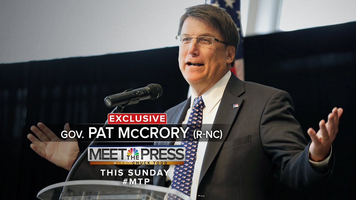 MeetThePress's tweet photo. Sunday on #MTP: Gov. Pat McCrory of North Carolina joins us for an exclusive interview. Check your local listings. https://t.co/SKFZmSN7I8