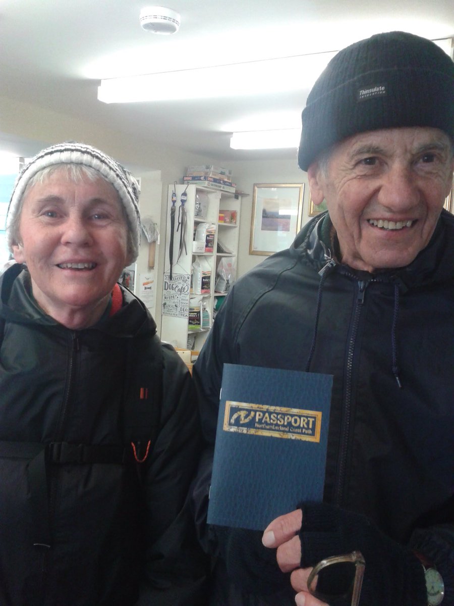 We welcomed today Sue &amp; Mick Sparrow, our 1st participants walking the Northumberland Coastal Path. Passport signed.