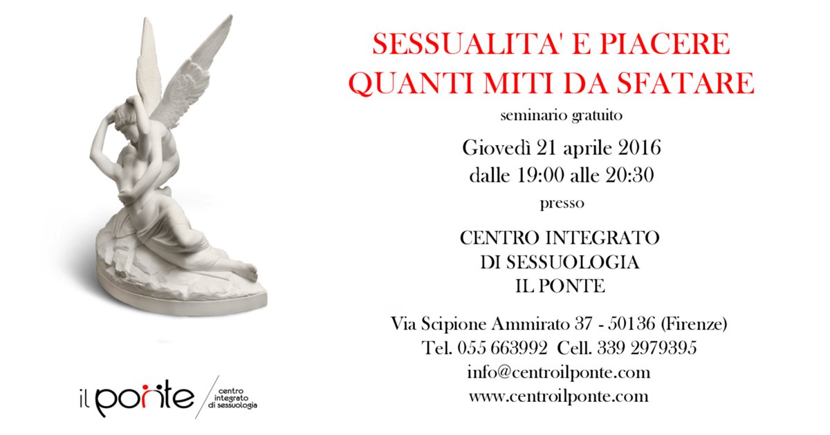 #SexNews Seminario #Sessualità e #Piacere: quanti miti da sfatare
 goo.gl/nL9Avk #sesso #CentroIlPonte