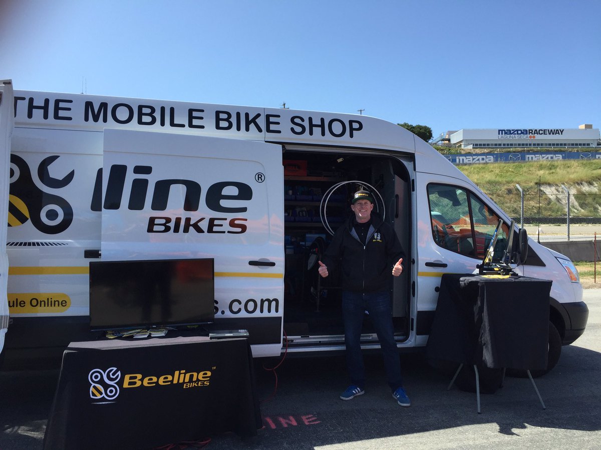 BeelineBikes's tweet photo. The booth is dialed in at #seaotter . Stop by booth #609 and check out the mobile shop. https://t.co/dvI65LvjKJ