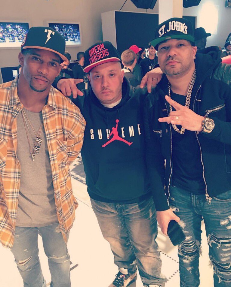 UpscaleHype's tweet image. .@TeamVic hangs with @djenvy in a @fearofgod shirt and @Tackma hat upscalehype.com/2016/04/victor…