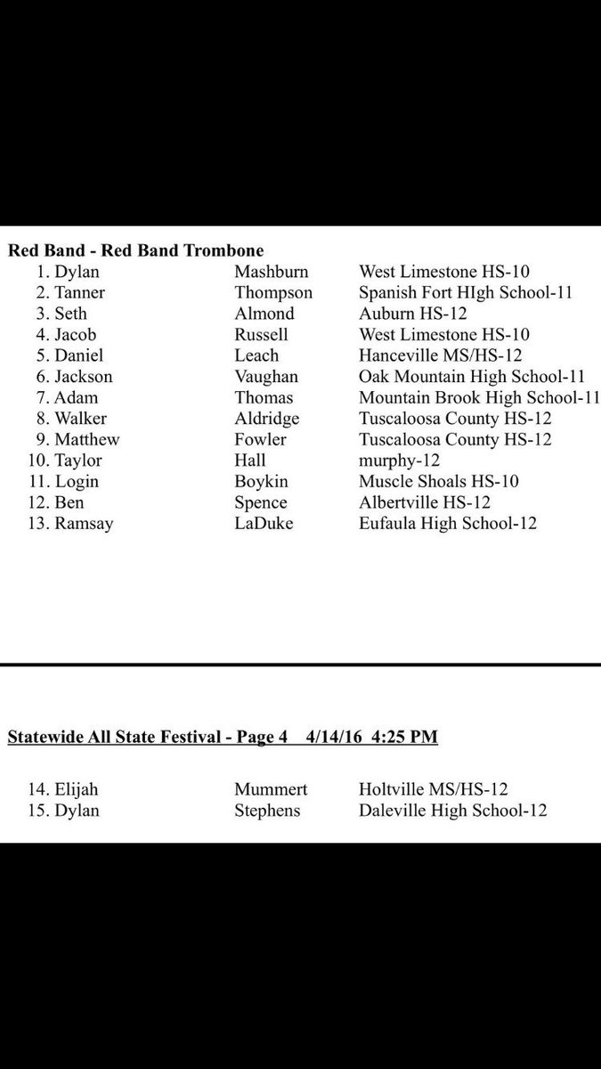 4th chair Red Band Allstate yay!!!!