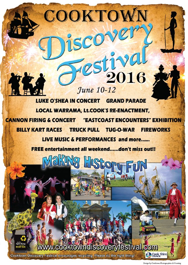 discoveryfest16's tweet photo. Where will you be? #DiscoveryFestival2016 #JuneWeekend @mycooktown @ABCfarnorth @cairnsevents @sharniekim @JesseKuch https://t.co/HZcLoXbLbS