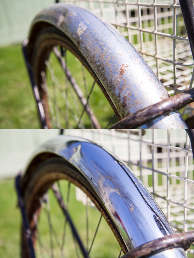 sgtwolverine's tweet image. Did you know you can remove rust from chrome by rubbing wet aluminum foil on it? I didn’t! BUT NOW I DO.