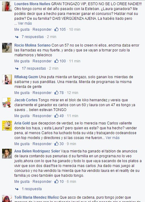 Gastako's tweet image. Los comentarios de facebook son ORO. #FinalGHVIP