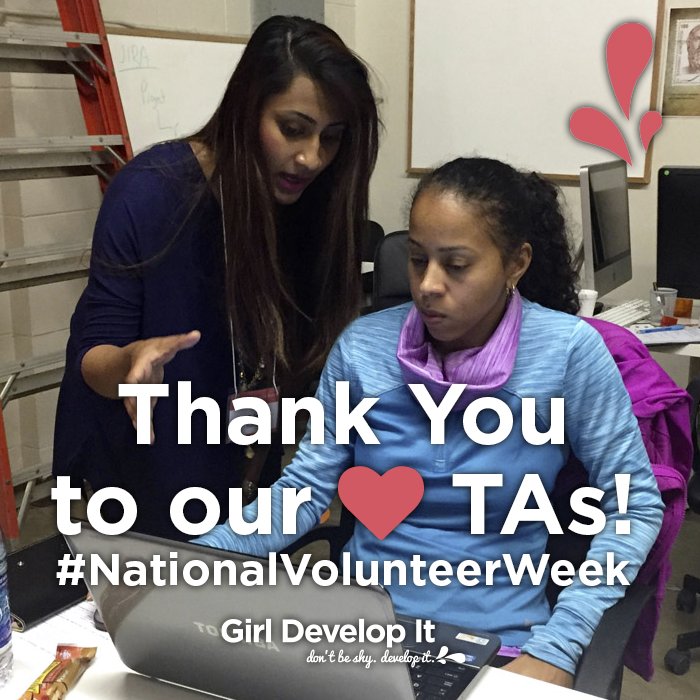 #GDI Chapters! Share with your TAs to tell them how much we ❤️ them! #NationalVolunteerWeek
