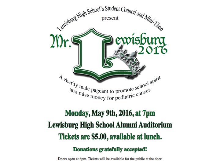 LewisburgHS's tweet photo. Did you mark your calendars for the first annual Mr. Lewisburg pageant? @DragonFireNews @lbgfaithful @LBGStudents https://t.co/fuZVuimlnD