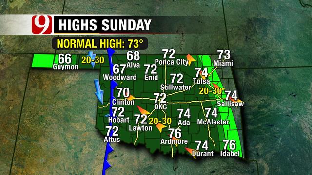 tornadopayne's tweet image. Sunday looking wet for most.  Heavy rain possible.  Low threat for severe storms.  @NEWS9  #okwx
