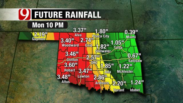 tornadopayne's tweet image. Sunday looking wet for most.  Heavy rain possible.  Low threat for severe storms.  @NEWS9  #okwx