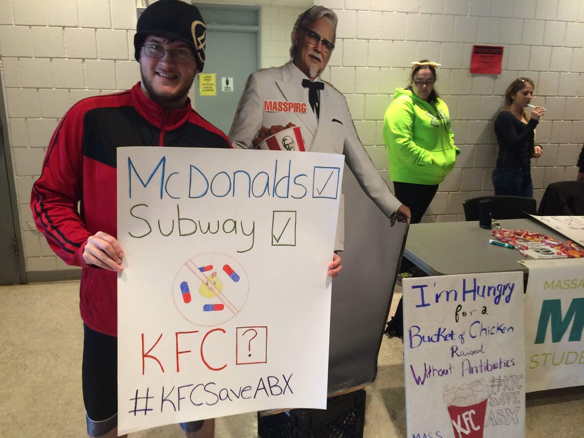 MASSPIRGBCC's tweet photo. .@kfc why not "re-colonelizing" through a commitment to stop serving chicken raised with antibiotics #KFCsaveABX https://t.co/jtVew7YzKd