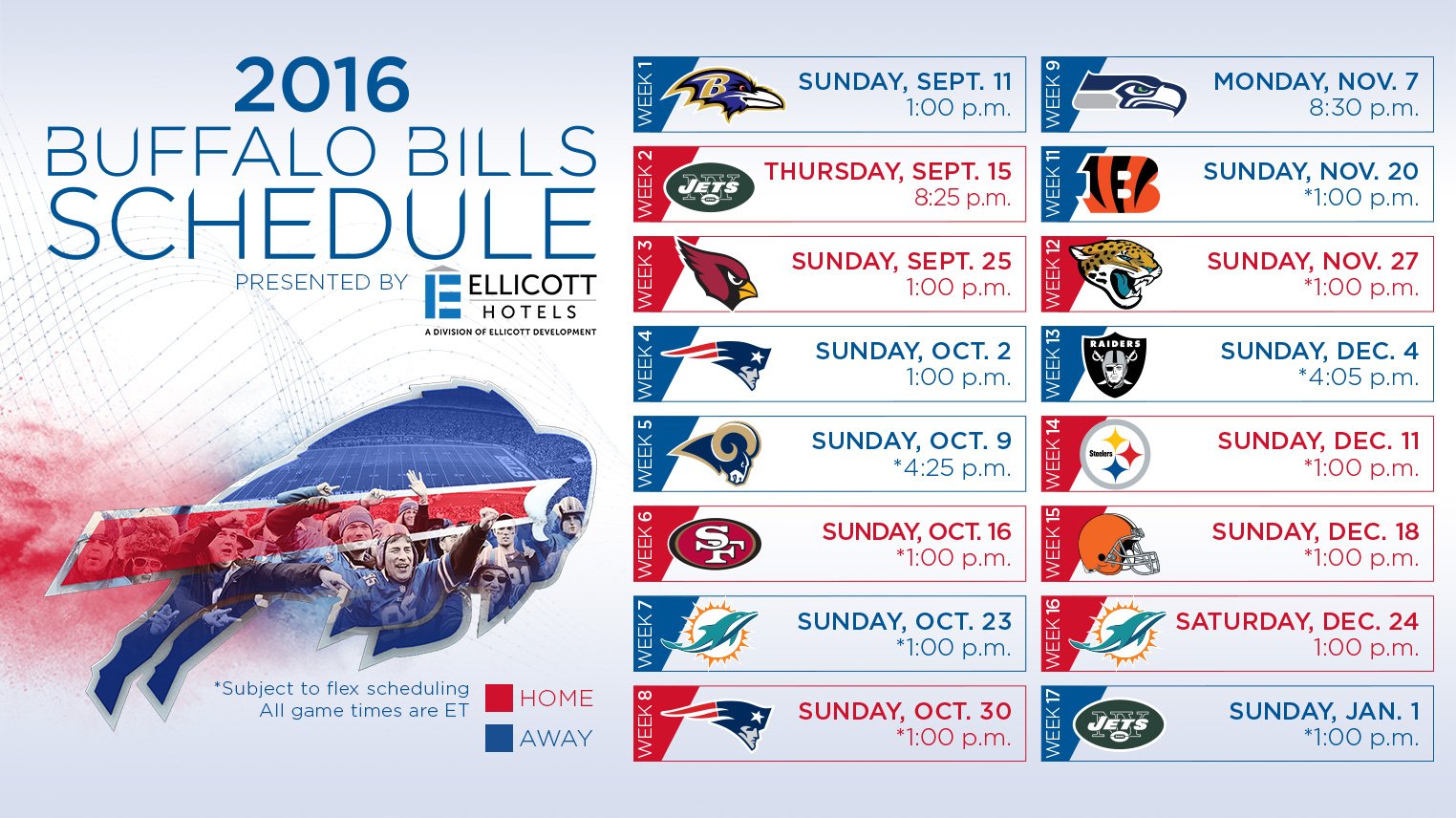 Buffalo Bills on Twitter: "IT'S HERE! Presenting, Buffalo schedule. #GoBills https://t.co/A9Qx3raYCd" / Twitter