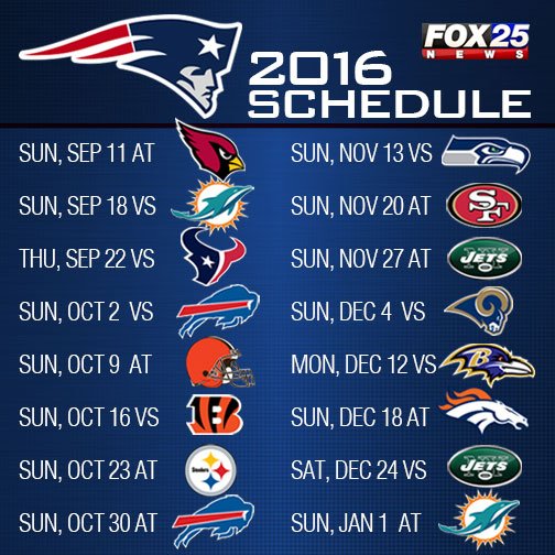 The 2016 NFL schedule is out and features Patriots games vs Seahawks ...