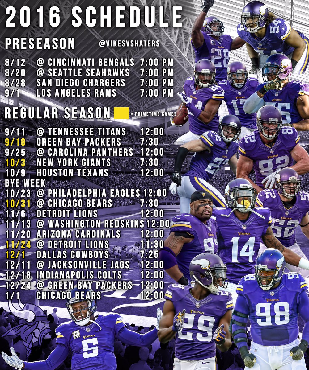 minnesota vikings on twitter the 2016 vikings schedule has been