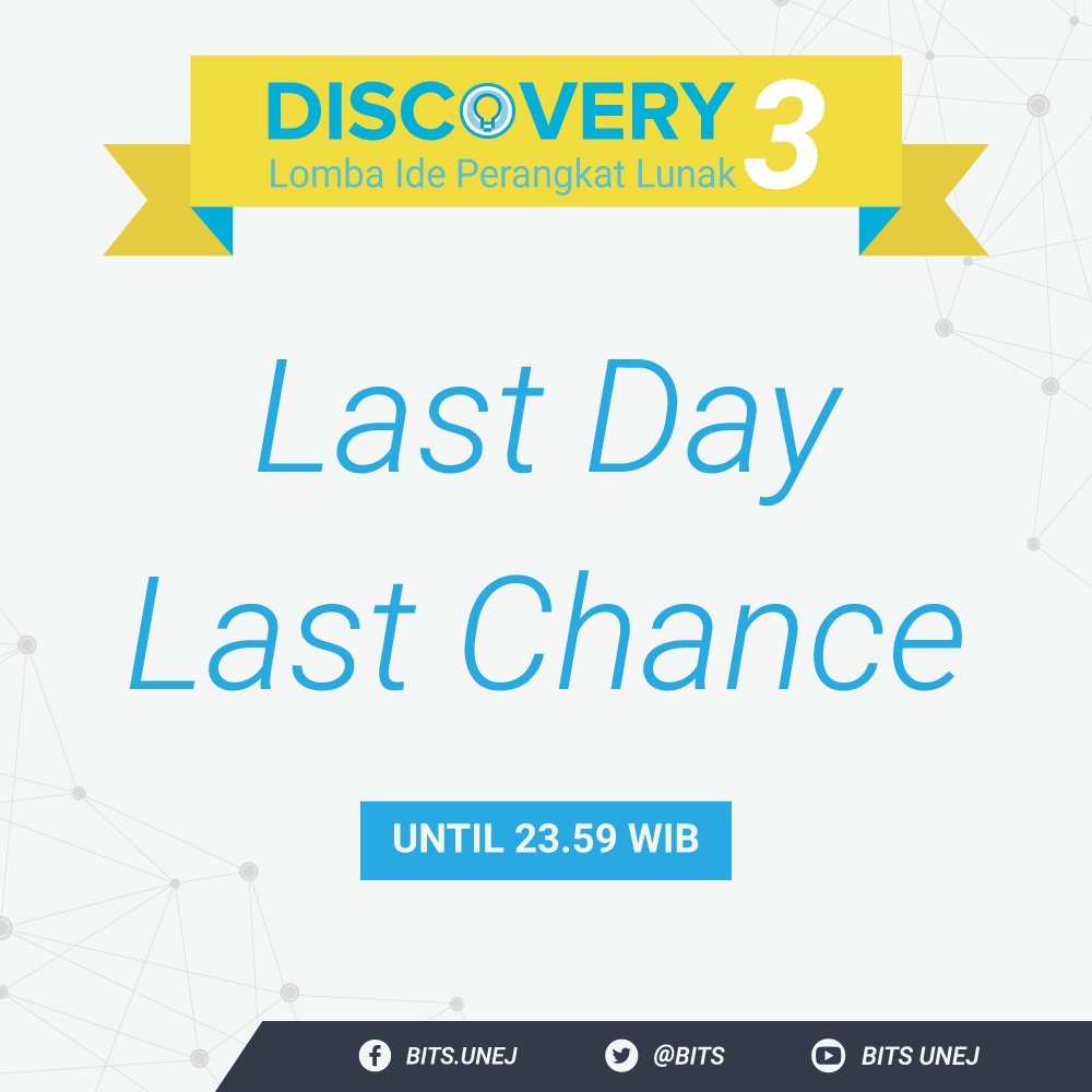 BITS2016's tweet photo. Hari terakhir pendaftaran Discovery 3! Kami tunggu sampai jam 23.59 ya https://t.co/RTepvsW4fo