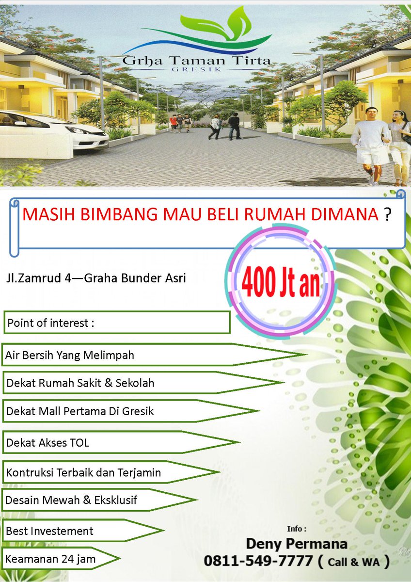#perumahangresik ,#rumahdigresik ,#GBA ,#Perumahangresikkota , #GrhaTamanTirta
