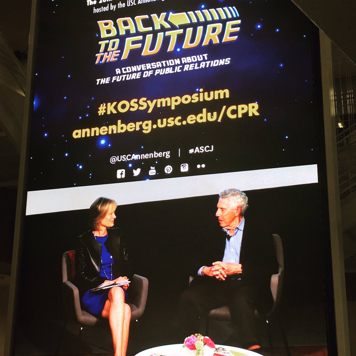 trojanash's tweet photo. Al Golin of @GOLINglobal tells @Willow_Bay that PR practitioners must "stay current." #ascj #kossymposium https://t.co/mszuF7u4xl