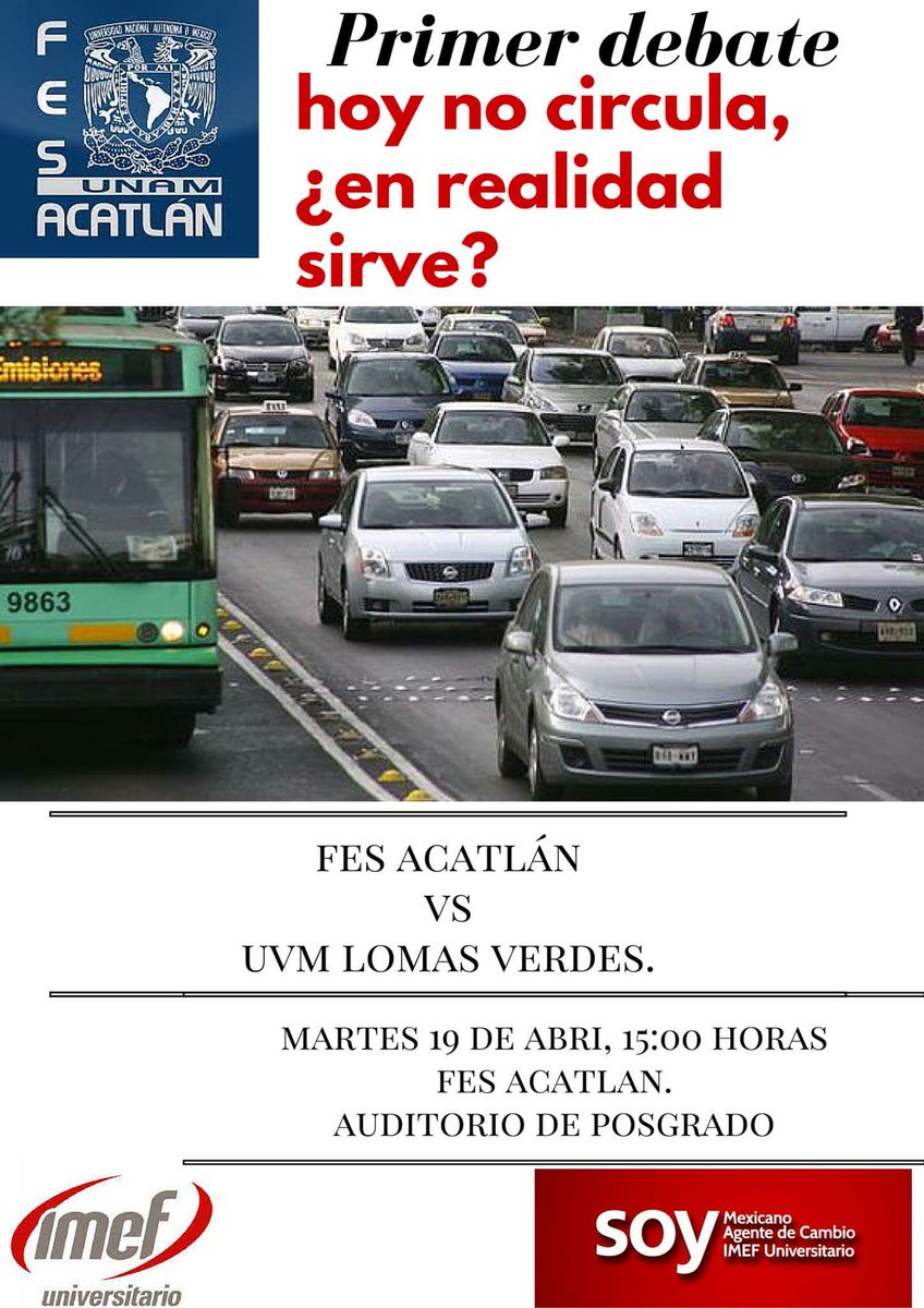 imef_acatlan's tweet photo. El próximo martes 19 Abril 3pm es el debate #FESAcatlán vs. #UVM Lomas Verdes en el auditorio de @FES_ACATLAN https://t.co/VlgshMpxJl